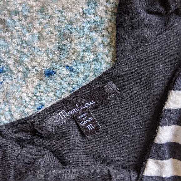 Monteau Peplum black and white strip top - Picture 3 of 3